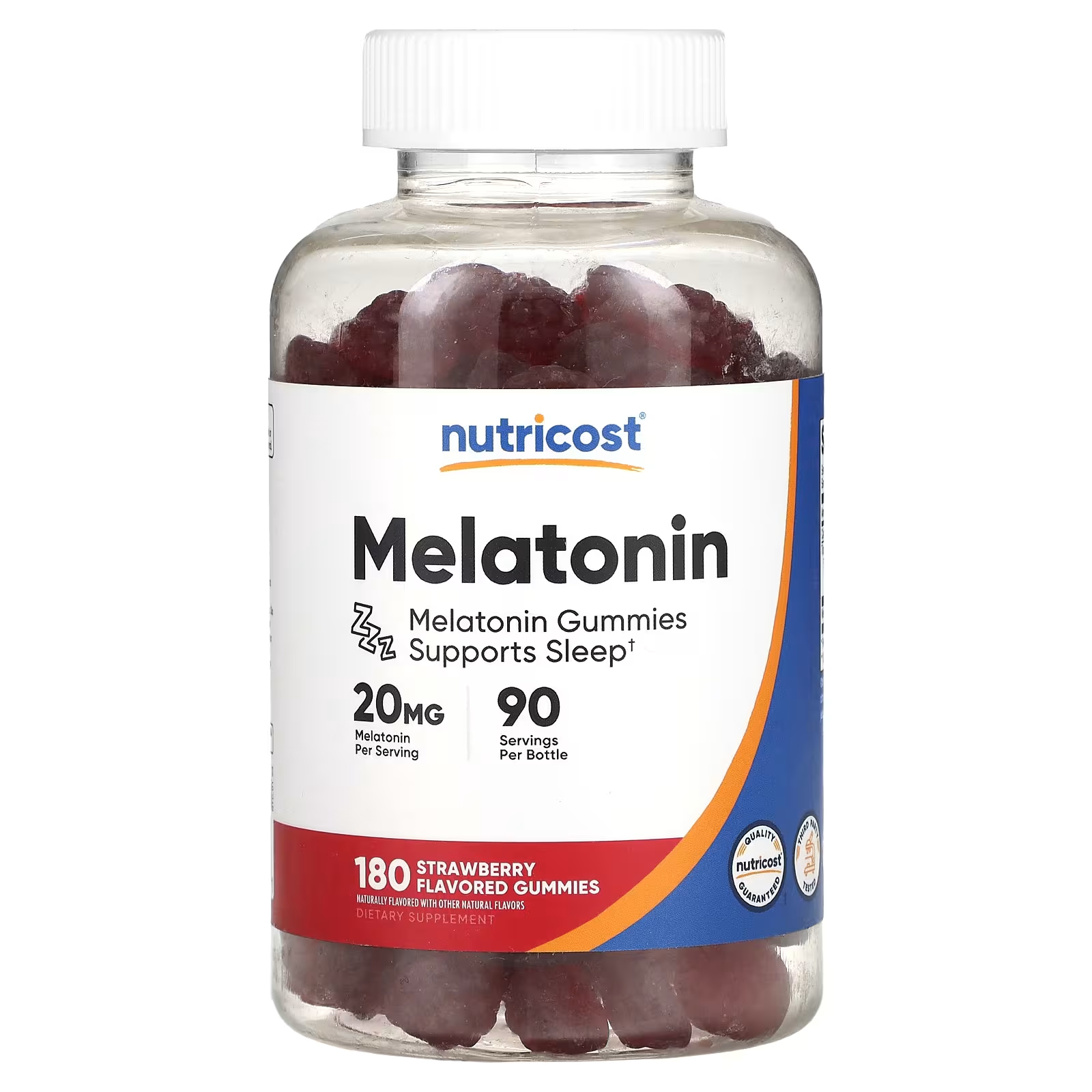 Мелатониновая пищевая добавка Nutricost с клубникой, 180 жевательных конфет