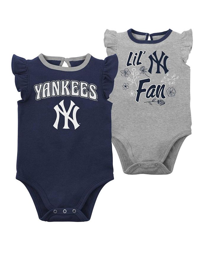 Набор из двух боди New York Yankees Little Fan для мальчиков и девочек темно-синего цвета, цвета Хизер Грей Outerstuff, синий