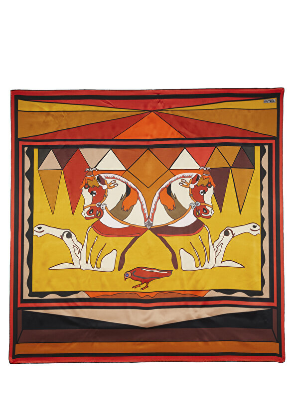 Zeugma оранжевая женская шелковая шаль Kutnia