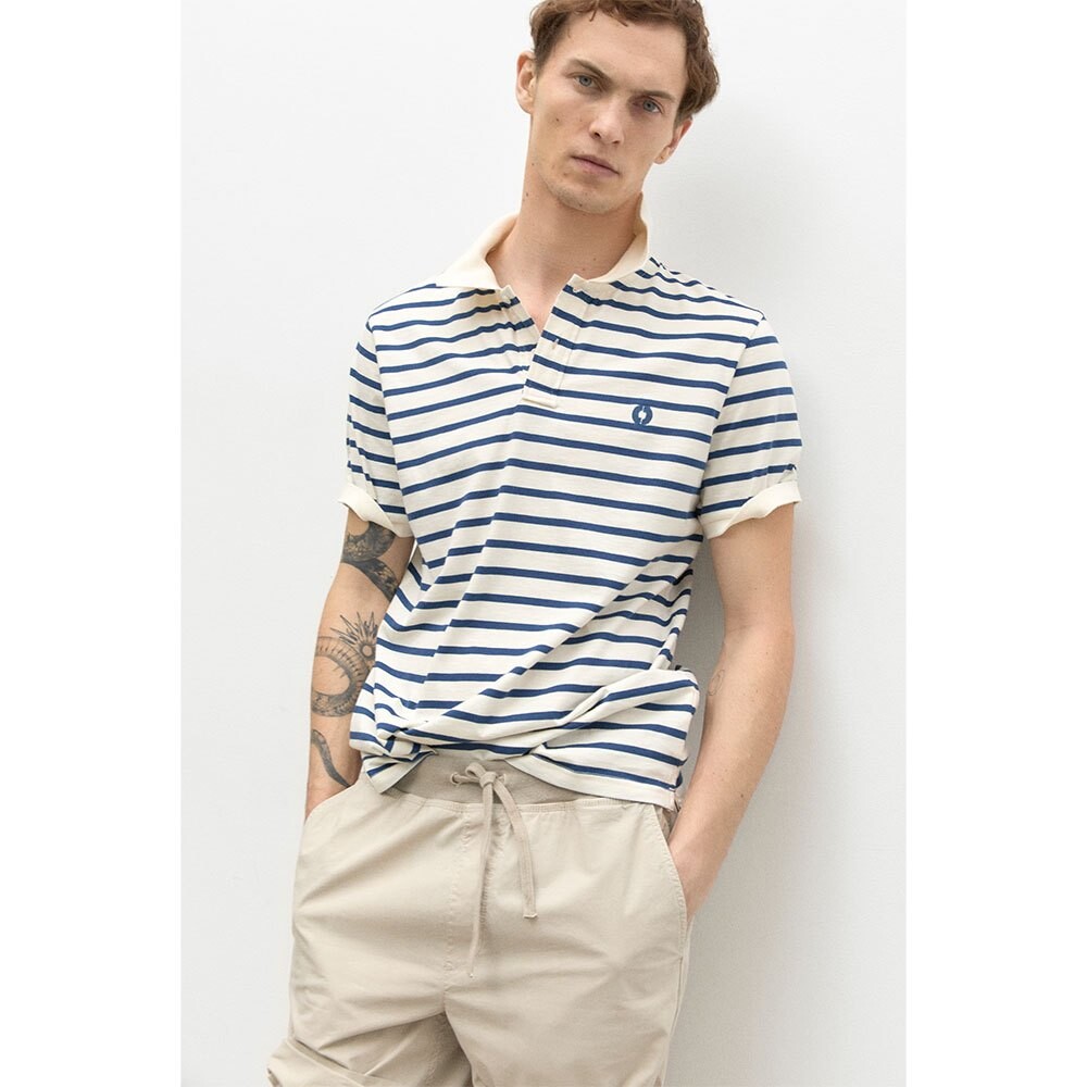 

Поло с коротким рукавом Ecoalf Stripes, синий
