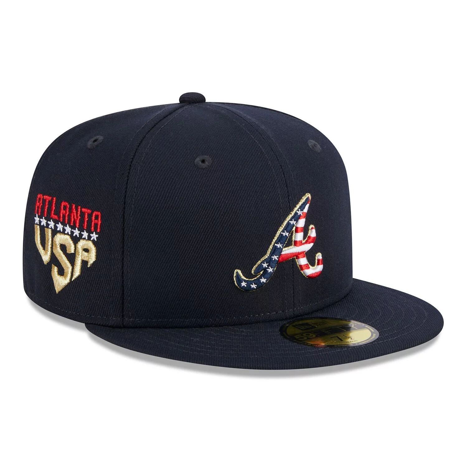 

Мужская шляпа New Era Navy Atlanta Braves 2023 Fourth of июля 59FIFTY