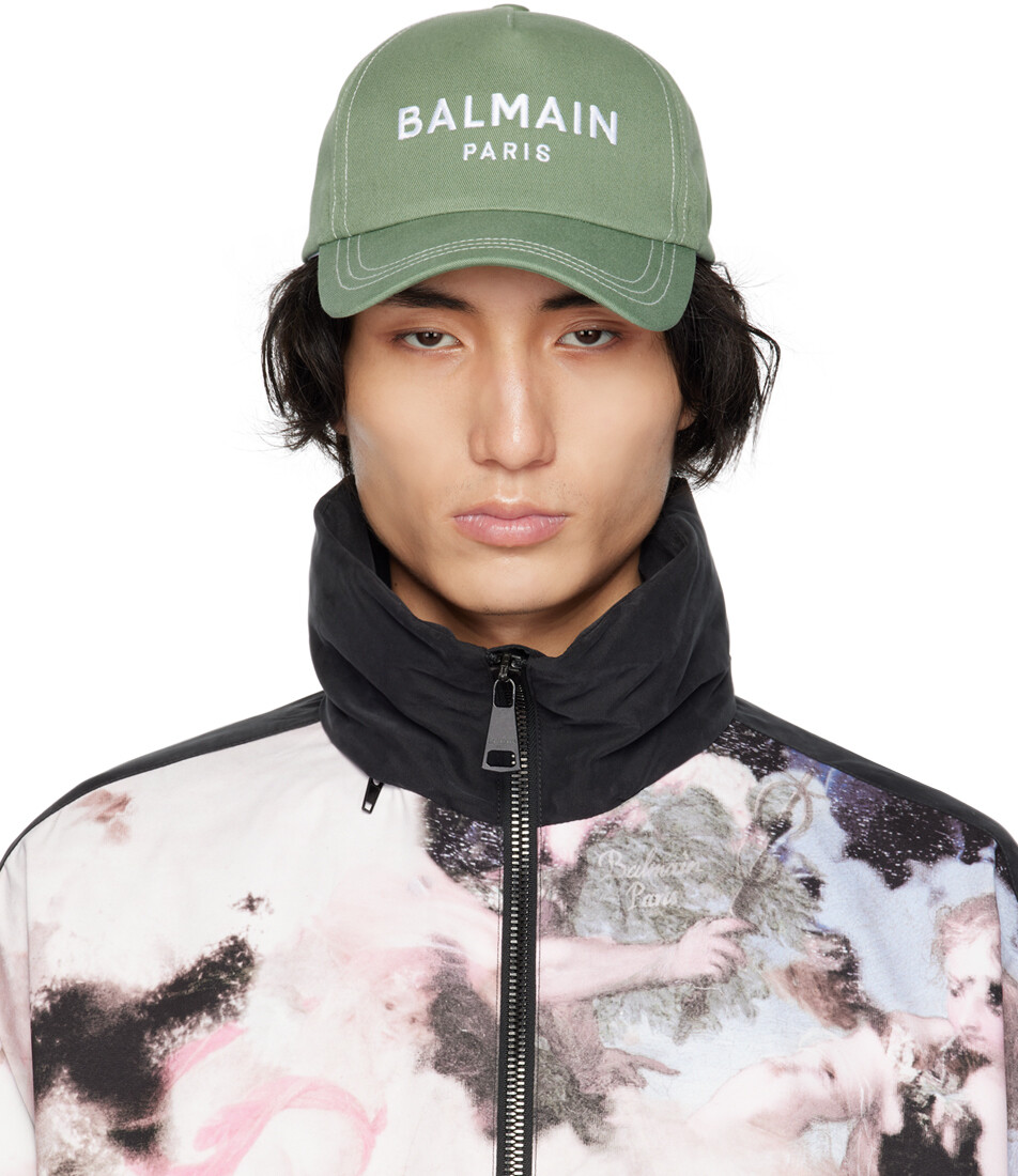 

Зеленая кепка с вышивкой Balmain