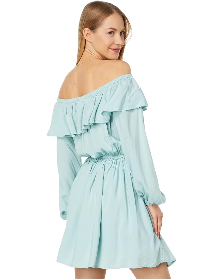 blue ruffle off shoulder top Платье Wrangler Ruffle Off Shoulder Dress, цвет Light Teal