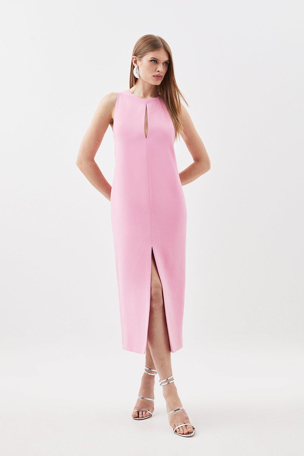 Компактное эластичное чистое платье миди без рукавов Karen Millen, розовый платье панинтер лаконичное 48 размер