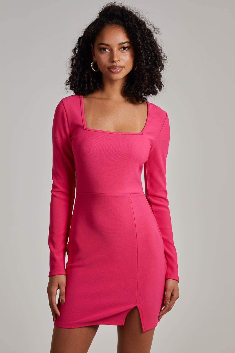 платье roma uvarov design прилегающее размер xs мультиколор Платье Bondage с квадратным вырезом и длинными рукавами Pink Vanilla, розовый