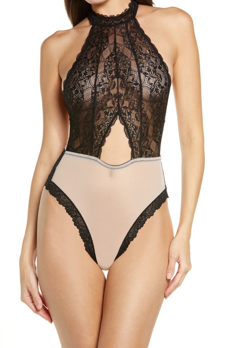 

Боди Nicollette из кружева и сетки HONEYDEW INTIMATES, черный