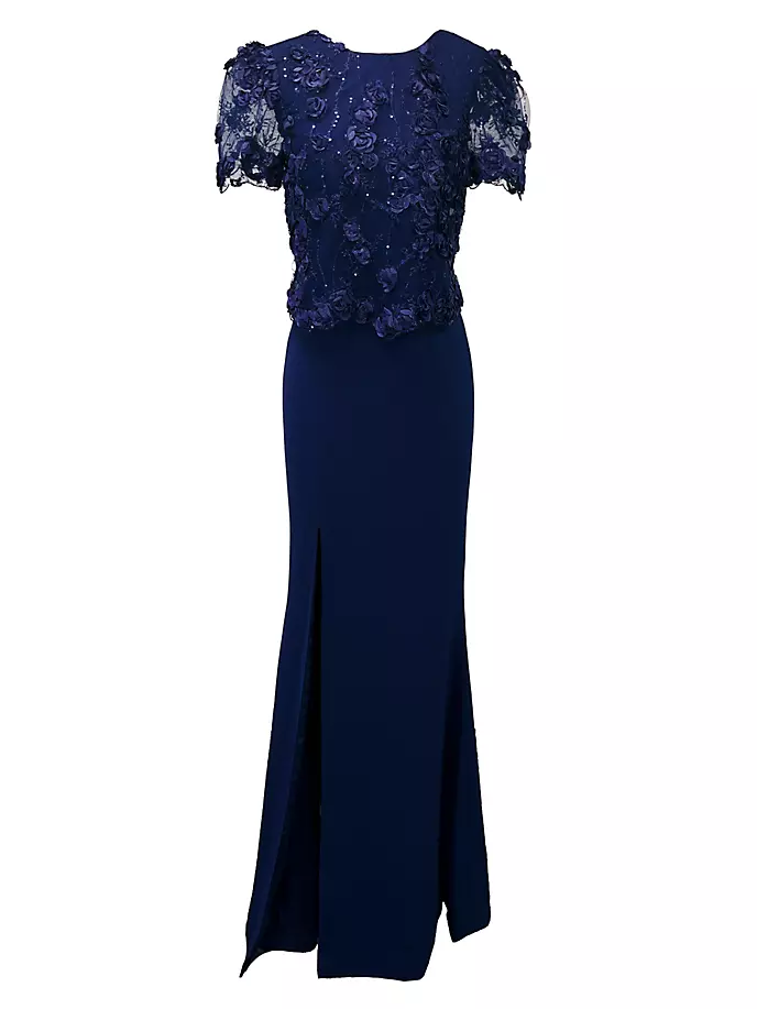 Платье русалки из эластичного крепа Ramona с цветочным принтом Dress The Population, темно-синий