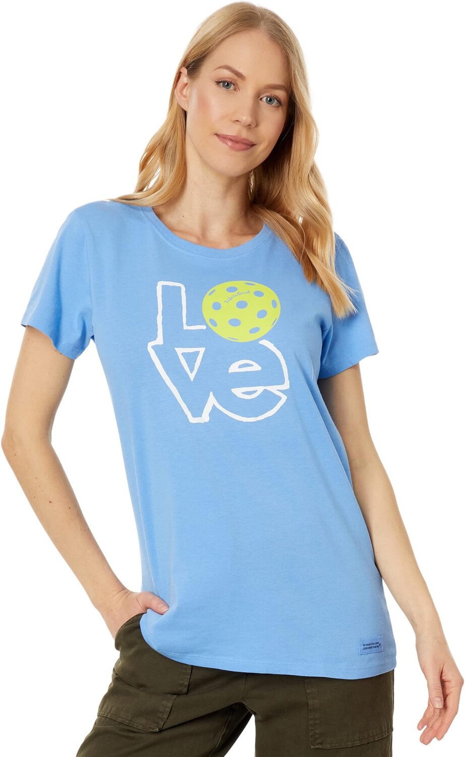 

Футболка Love Pickleball с короткими рукавами Crusher Life is Good, цвет Cornflower Blue
