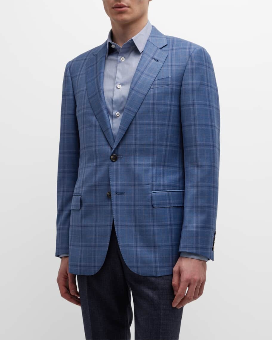 

Мужское спортивное пальто в клетку Windowpane Emporio Armani, Синий