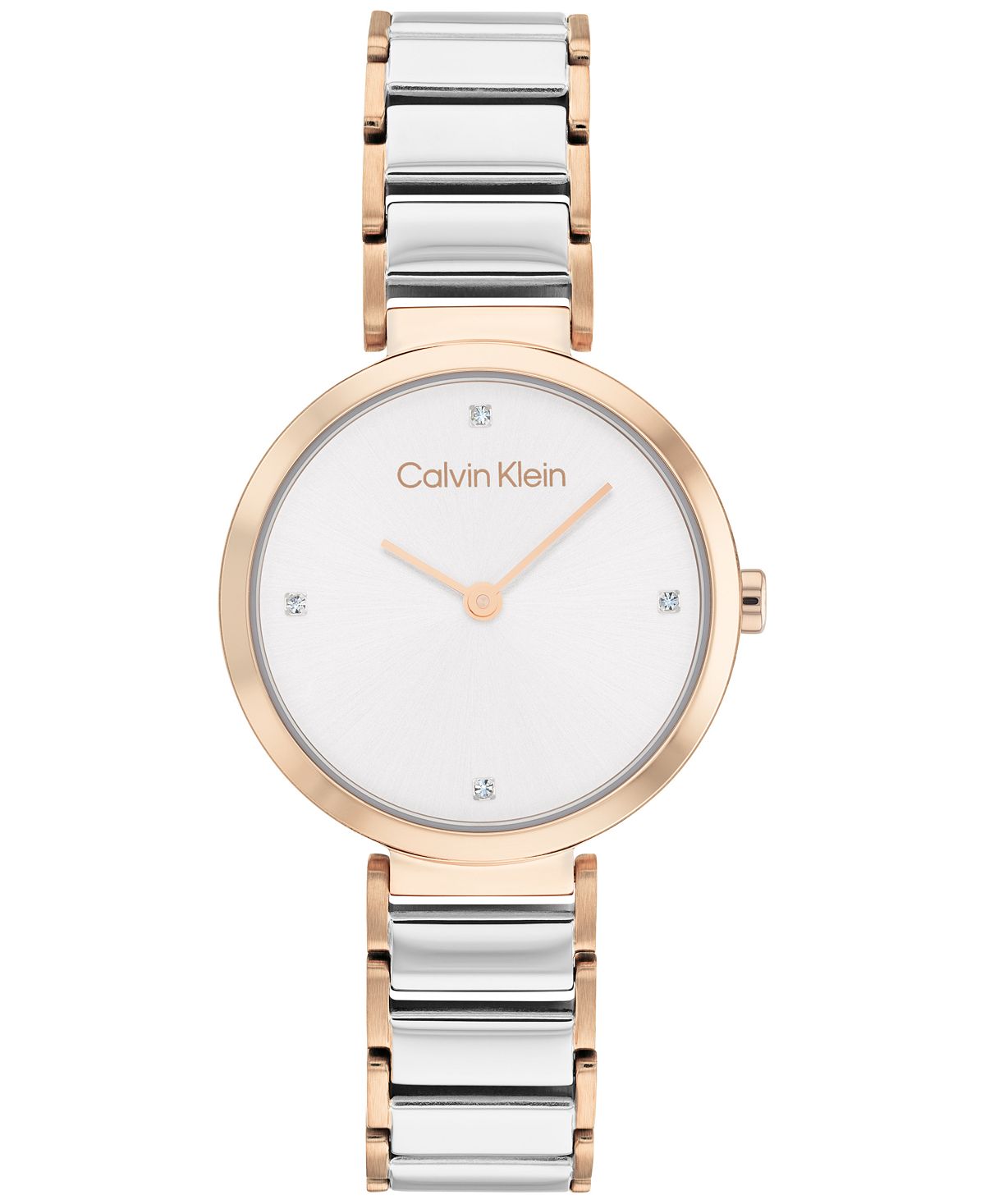 Двухцветные часы-браслет из нержавеющей стали 28 мм Calvin Klein футболка calvin klein jeans two tone monogram regular бежевый
