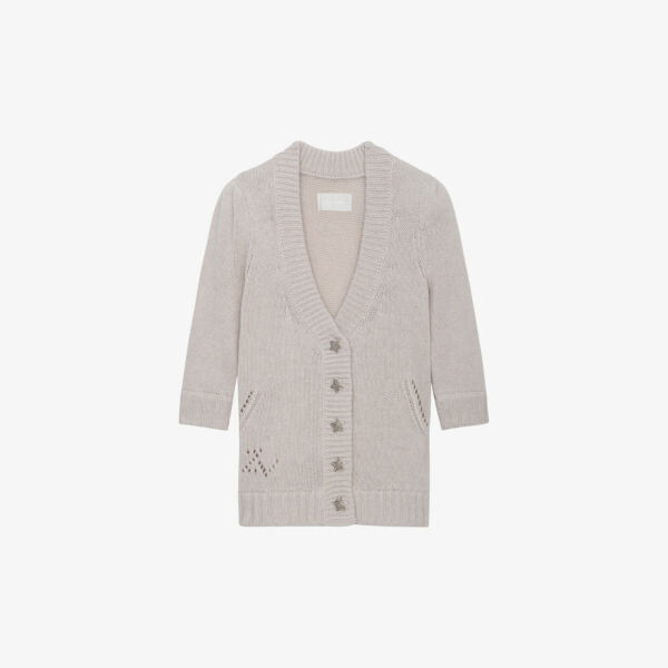 

Кашемировый кардиган на пуговицах со звездами Betsy Zadig&Voltaire, экрю