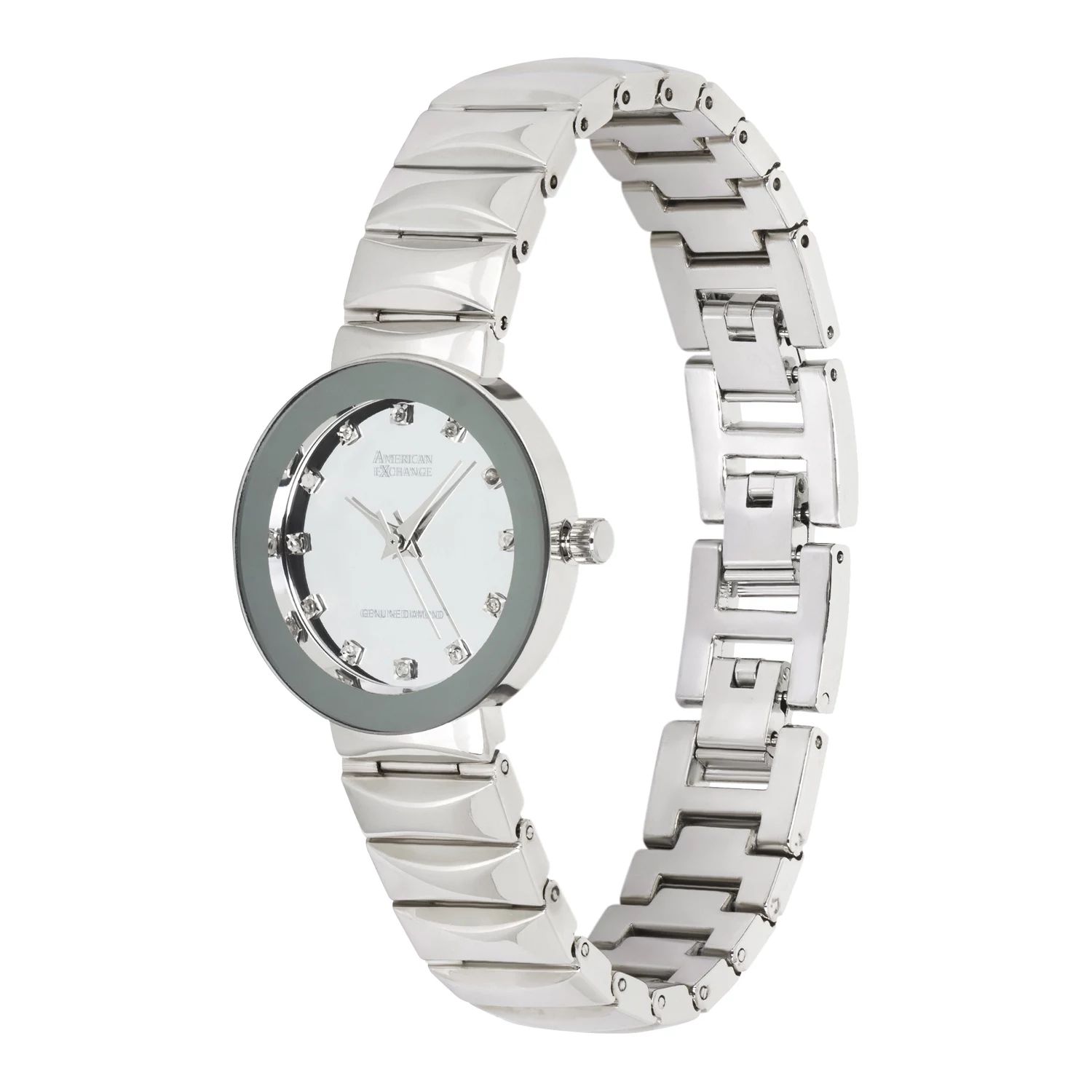 Женские часы с браслетом серебряного тона из коллекции Genuine Diamond Collection American Exchange