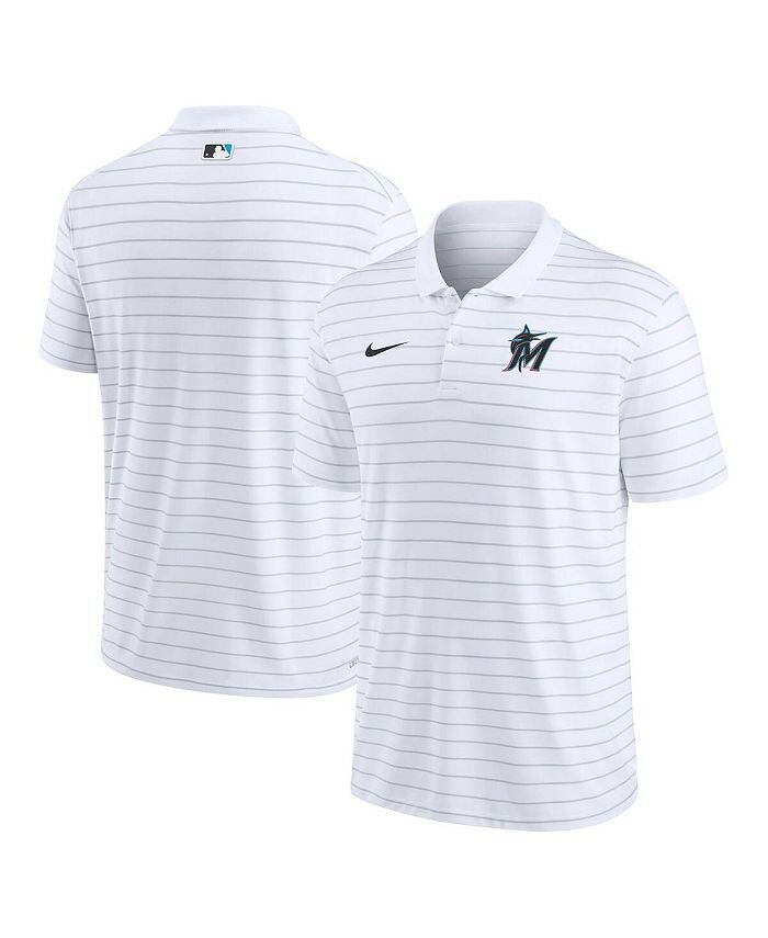 

Мужская белая рубашка-поло Miami Marlins Authentic Collection Victory в полоску Performance Nike, белый