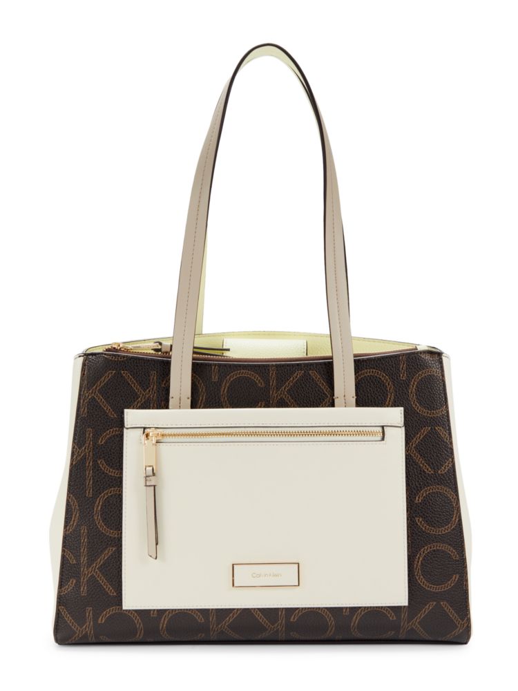 сумка-тоут Hadley с монограммой Calvin Klein, коричневый