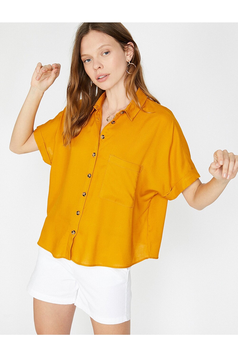 

Рубашка - Желтая - Oversize Koton, желтый