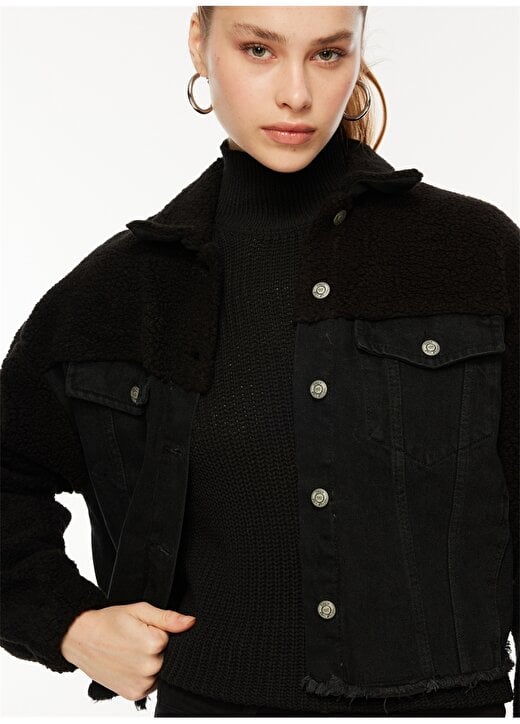 

Нормальная черная женская куртка ONLBELLA LS BLACK TEDDY DNM JACKET Only, черный