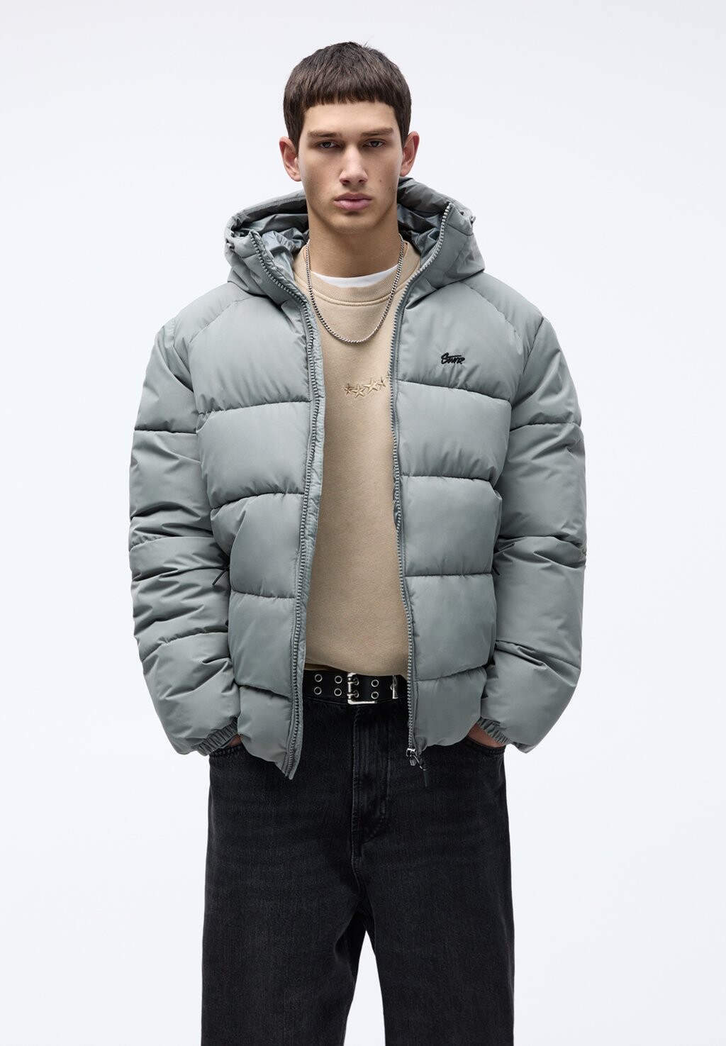 

Куртка зимняя Weight Puffer PULL&BEAR, цвет grey