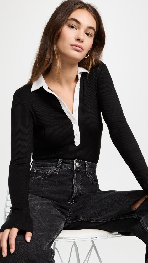 

Поло Rag & Bone The Knit Colorblock, черный