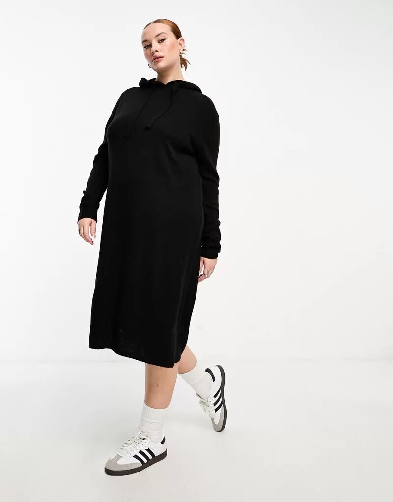 

Черное платье-худи миди Threadbare Plus Quinnie