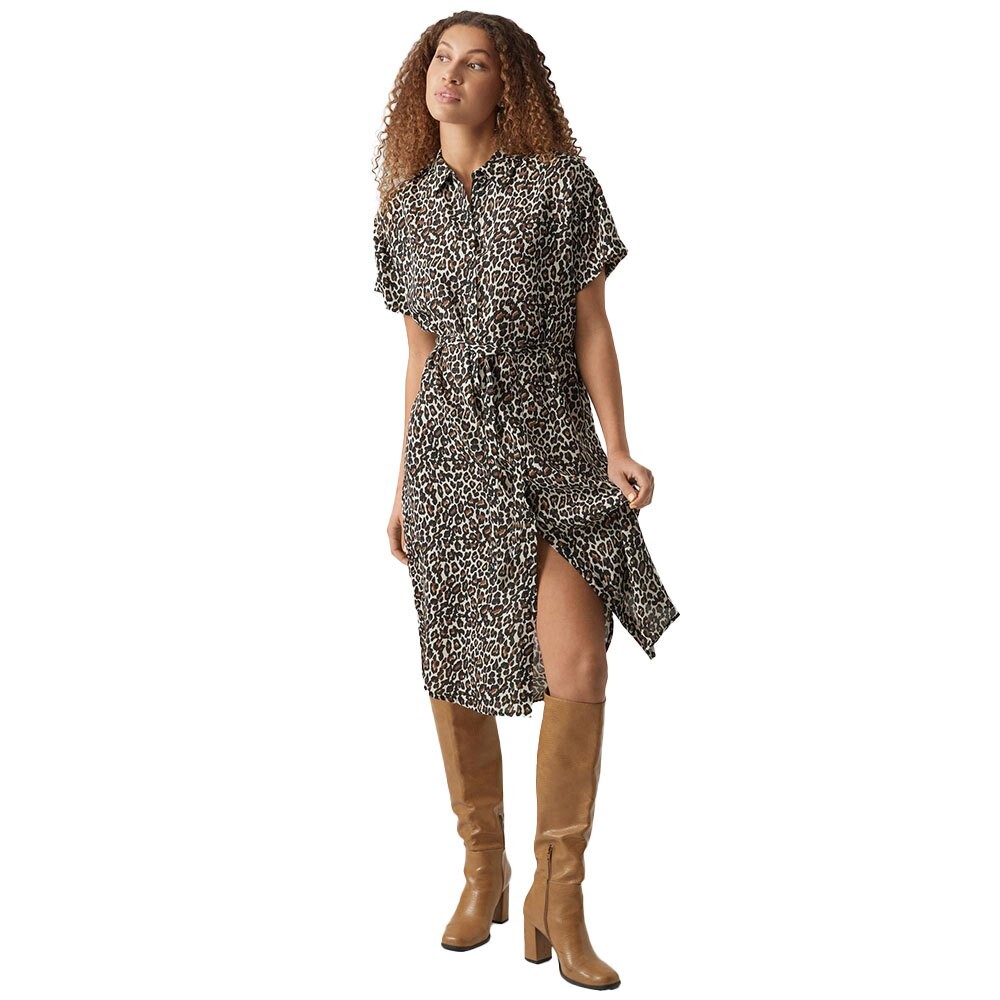 

Платье миди Vero Moda Bumpy Calf Short Sleeve, бежевый