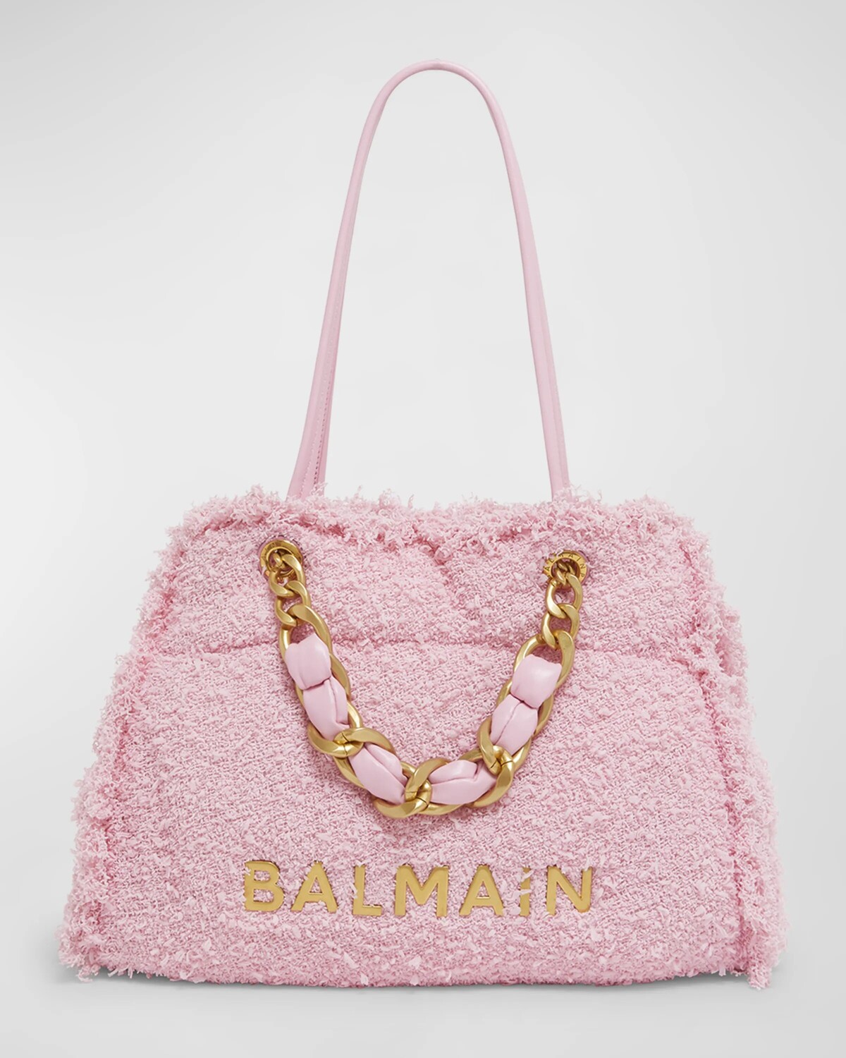 

Мягкая большая сумка Cabas 1945 из твида Balmain, цвет Rose