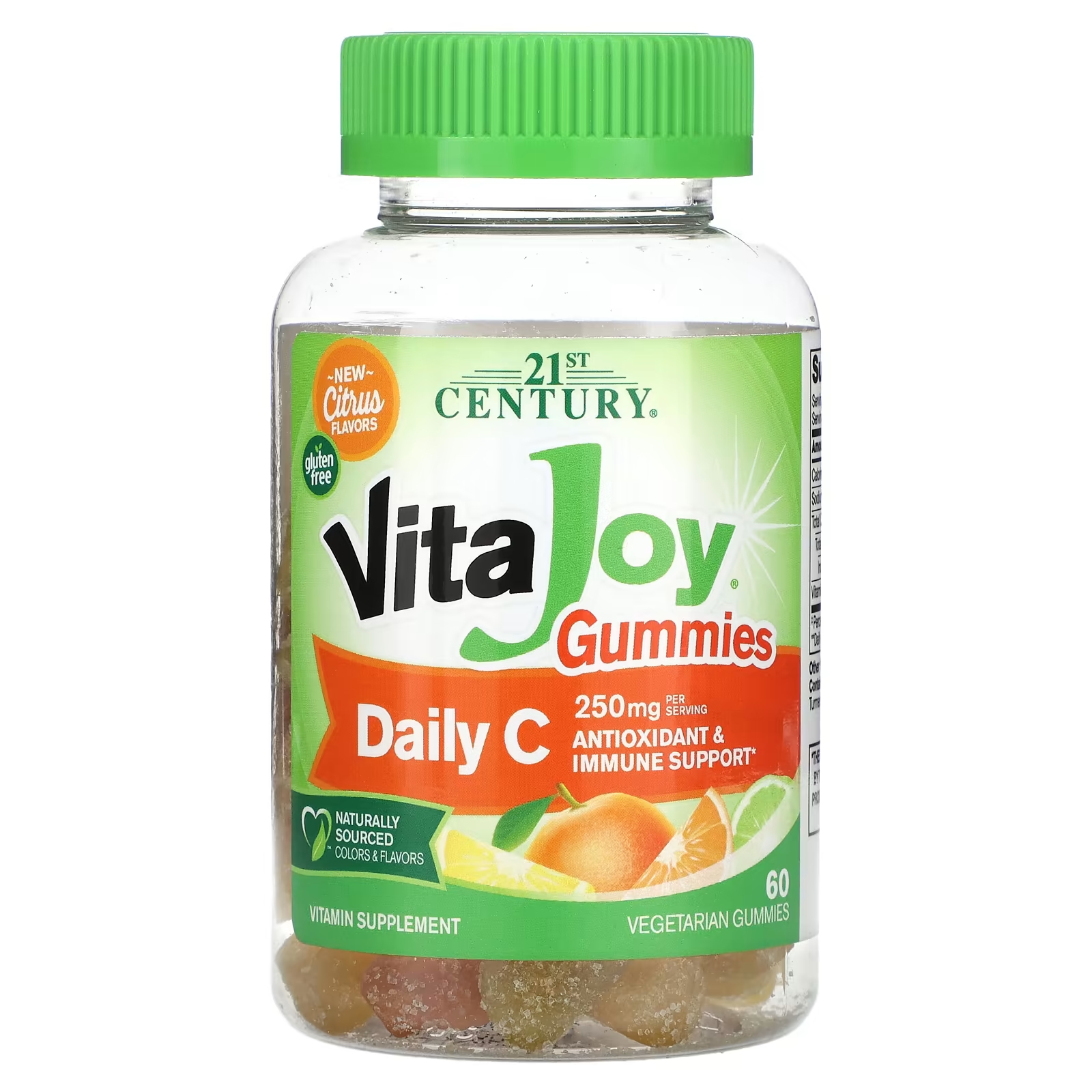 Витаминная добавка 21st Century VitaJoy Daily C Gummies Citrus 250 мг, 60 жевательных конфет 21st century vitajoy жевательные конфеты с мелатонином 2 5 мг 120 жевательных конфет