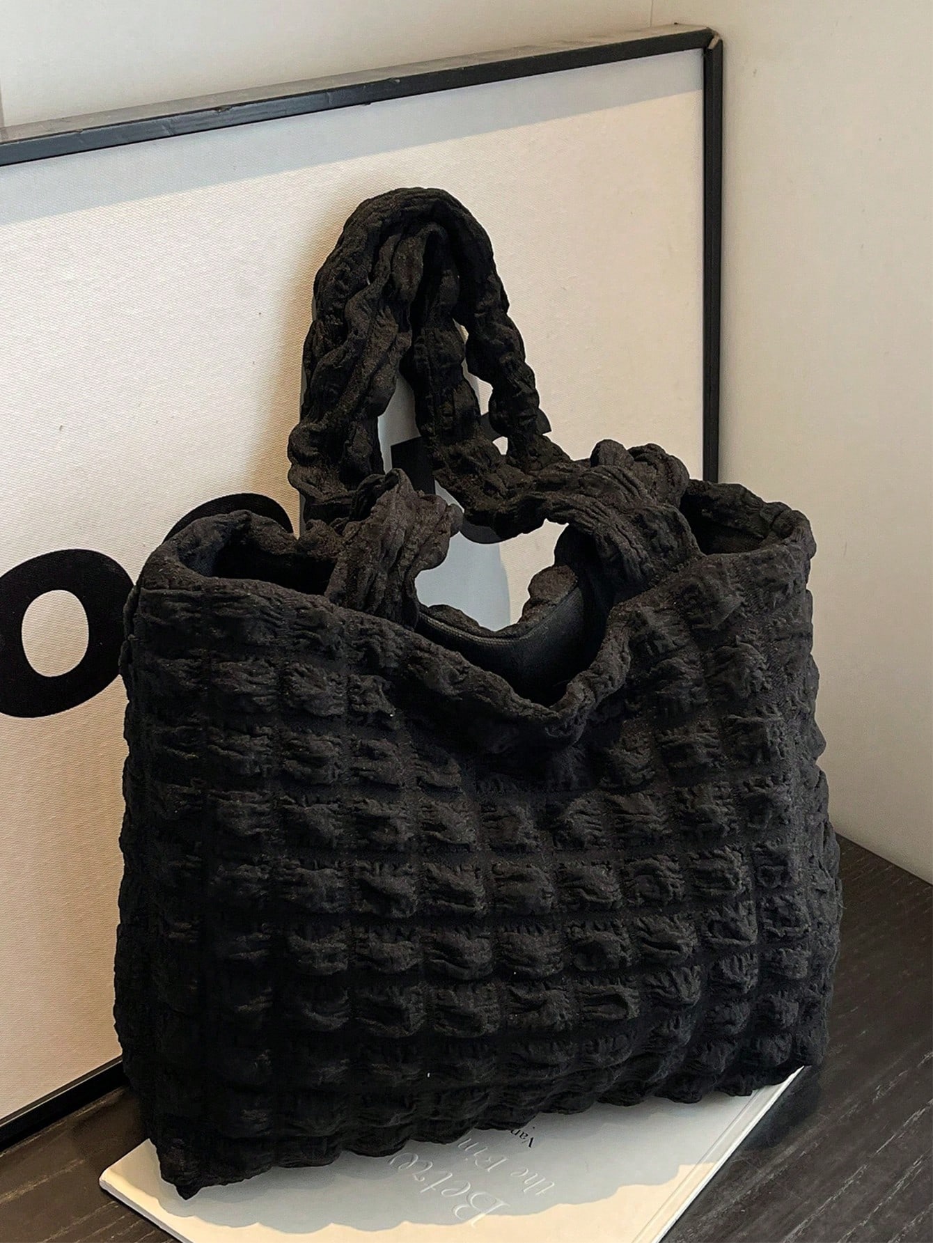 Плюшевая большая сумка, черный sanrio плюшевая сумка kawaii kuromi melody cinnamoroll плюшевая сумка мультфильм переворачиваемая двухсторонняя сумка детская милая плюшевая сумка