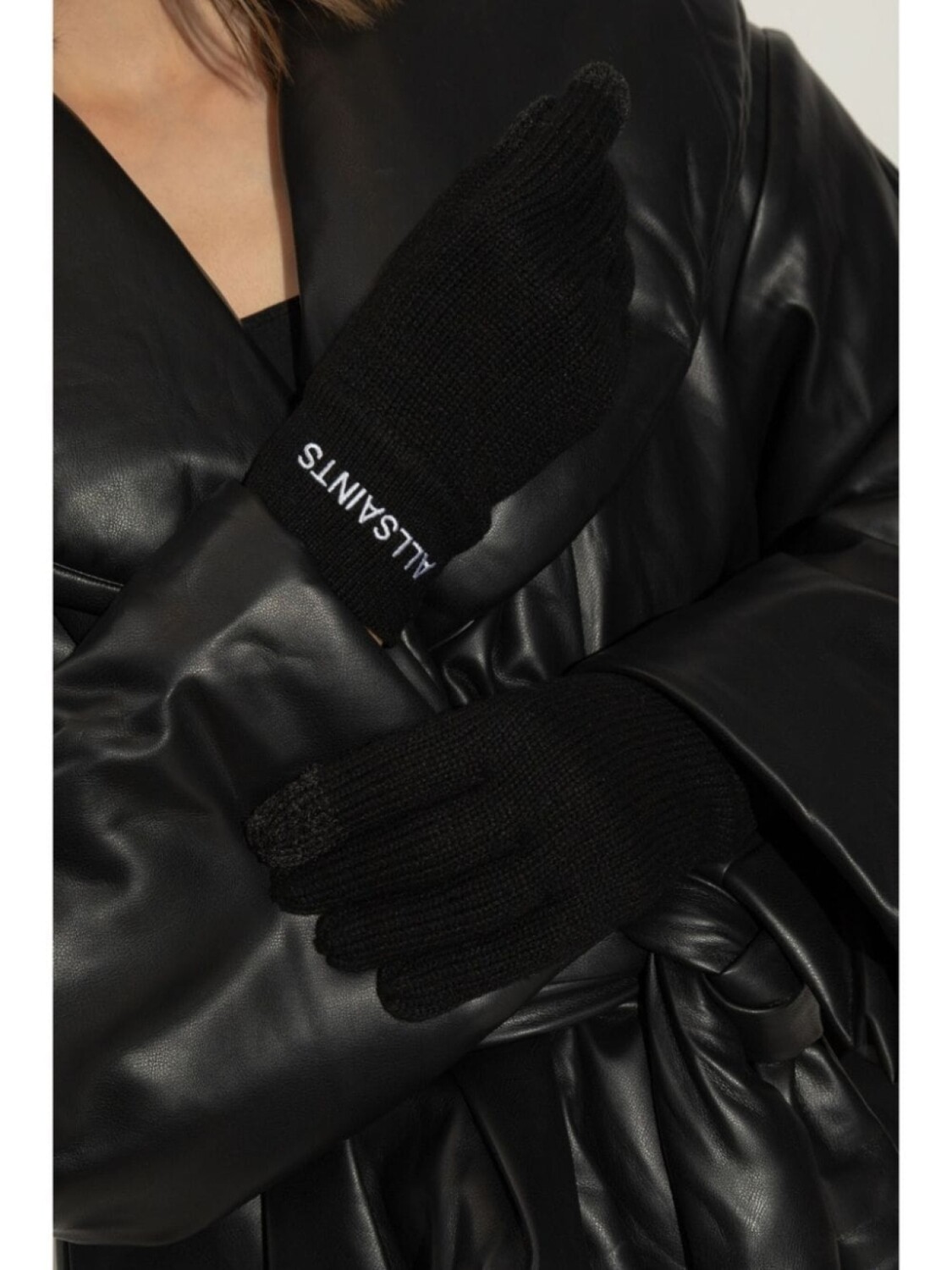 

Перчатки с вышитым логотипом AllSaints, черный