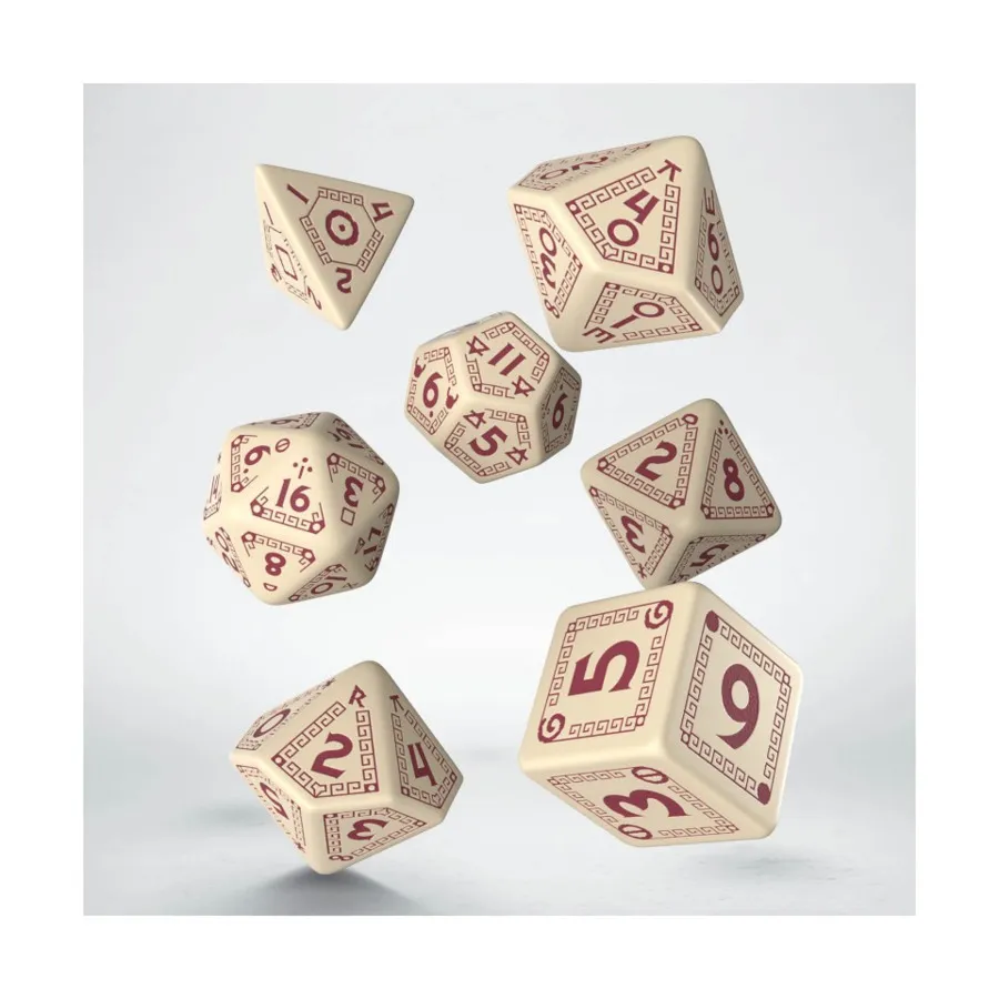 

Набор RuneQuest Poly — бежевый с бордовым (7), Licensed Standard Dice
