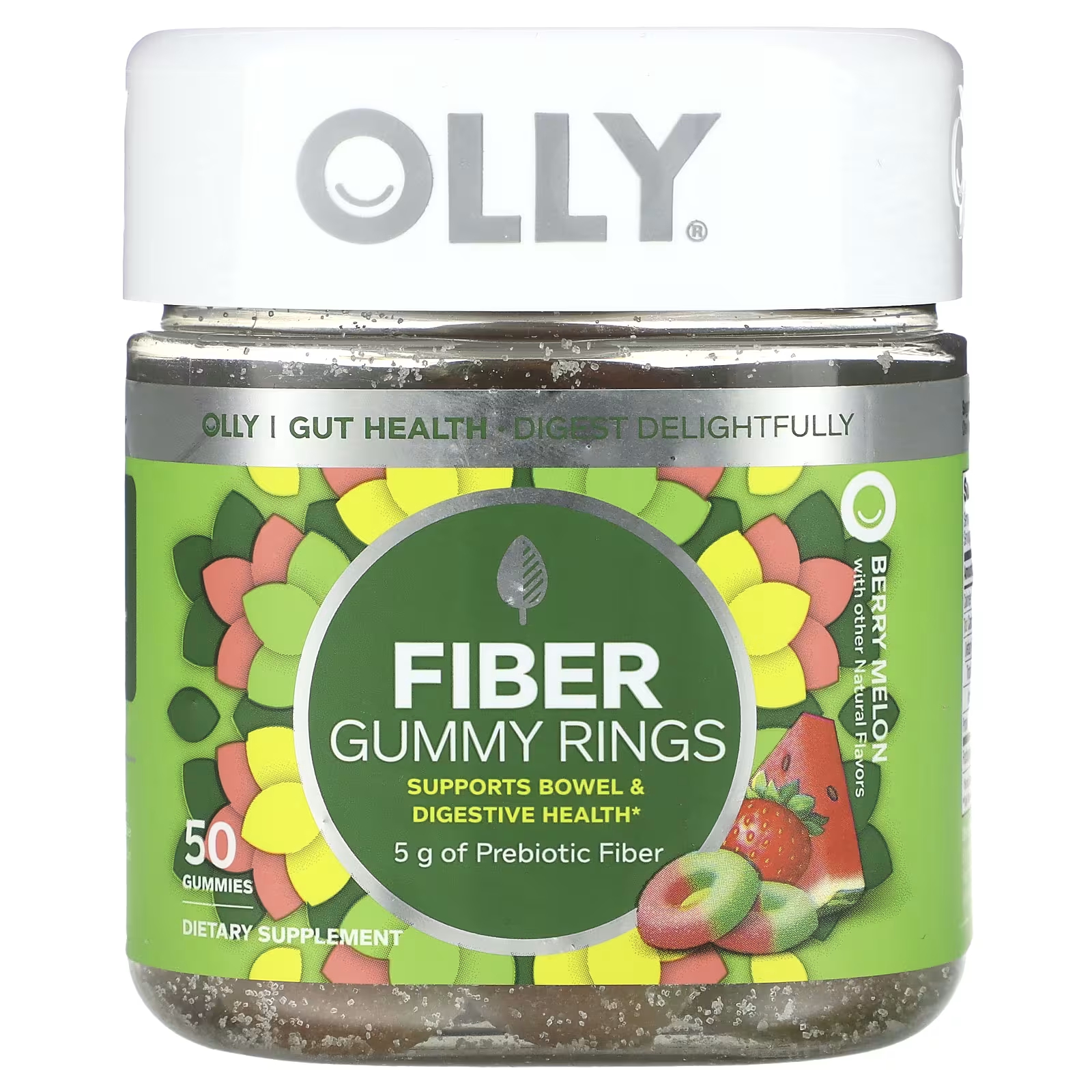 Пищевая добавка Olly Fiber Gummy Rings Berry Melon, 50 жевательных конфет