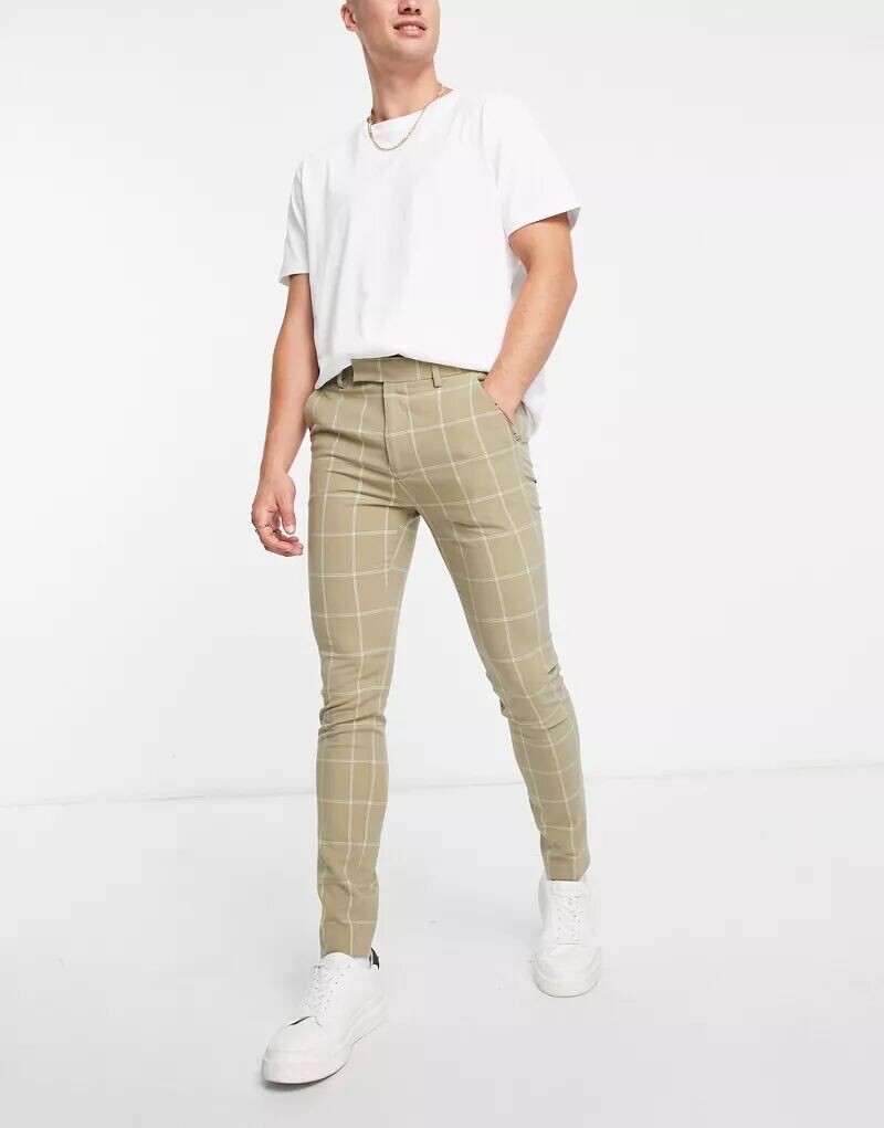 

Супероблегающие брюки строгого кроя ASOS в крупную клетку
