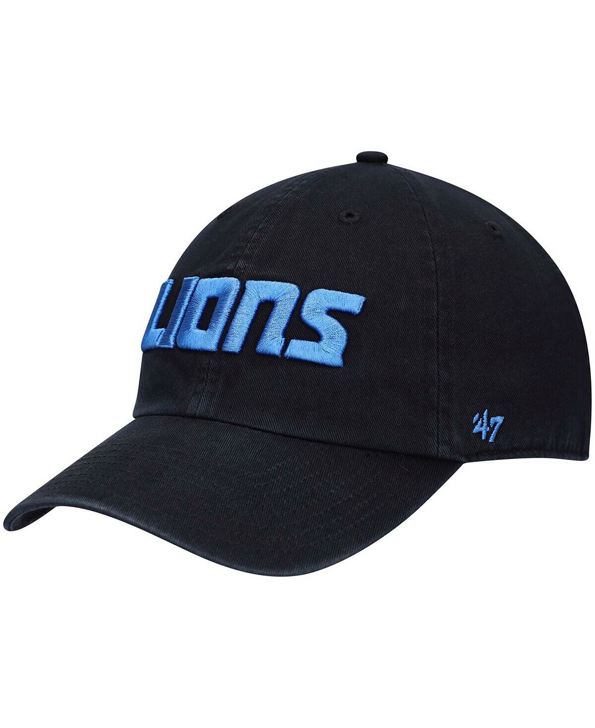 

Мужская черная регулируемая шляпа Detroit Lions Clean Up Script '47 Brand