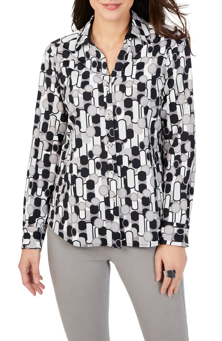 

Рубашка на пуговицах Mary Retro Bubbles FOXCROFT, черный