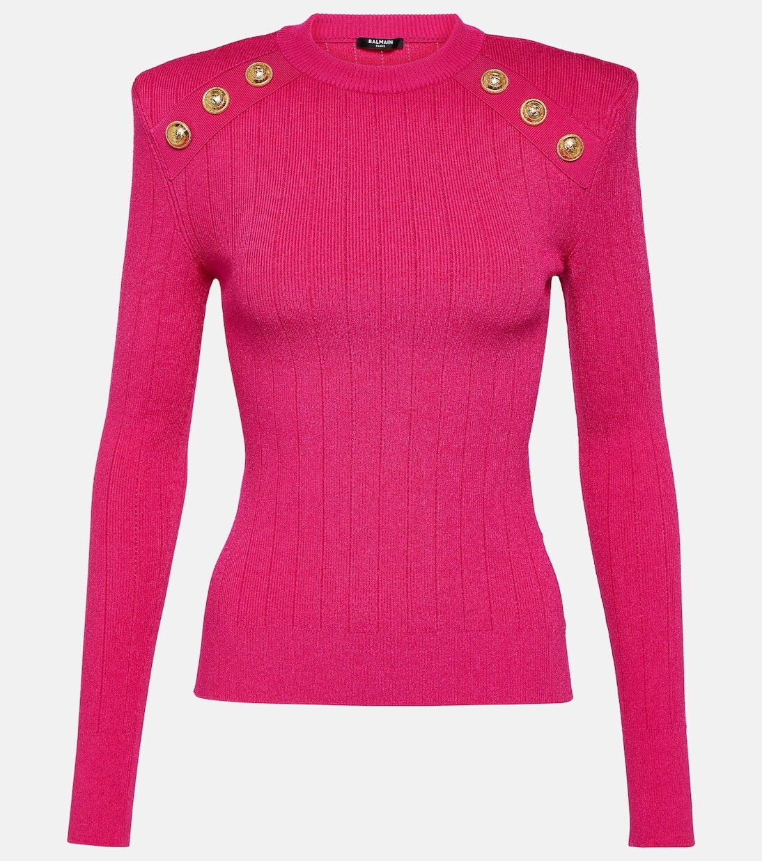 

Украшенный свитер из джерси Balmain, розовый