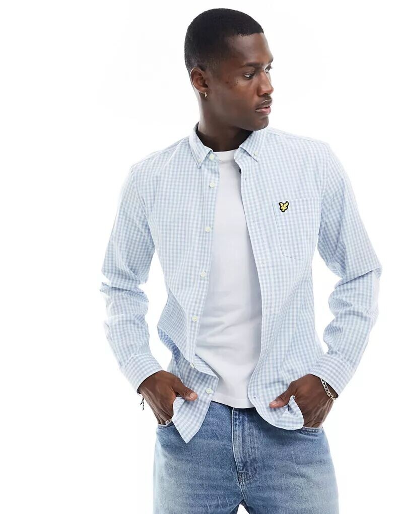 

Рубашка узкого кроя в мелкую клетку Lyle & Scott LS синего цвета