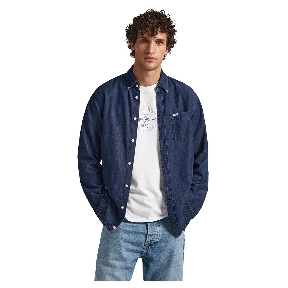 

Рубашка с длинным рукавом Pepe Jeans Parton, синий