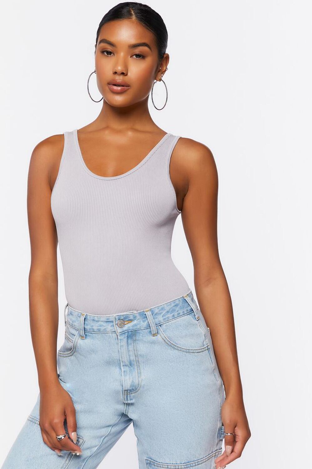 

Бесшовное боди-майка Forever 21, серебряный