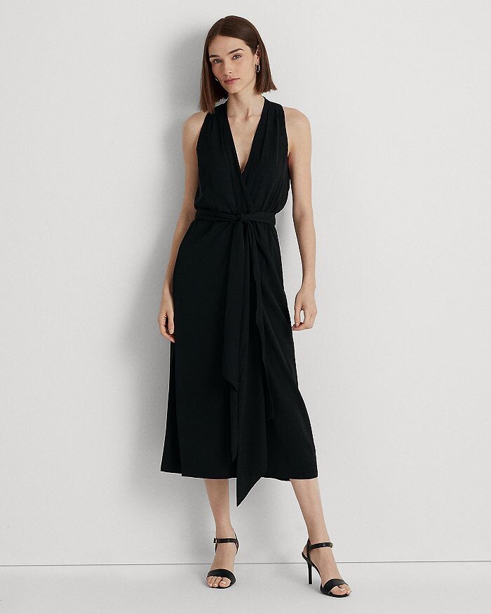 

Платье миди из жоржета с искусственным запахом Ralph Lauren