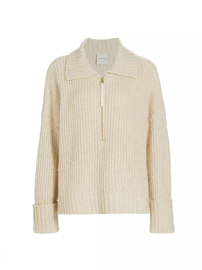Вязаный свитер с молнией до четверти Amelia Varley, цвет birch
