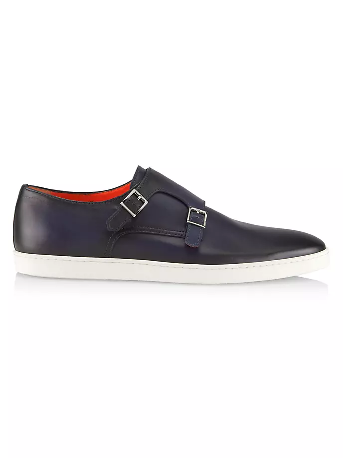 

Кожаные кроссовки с пряжками Santoni, синий