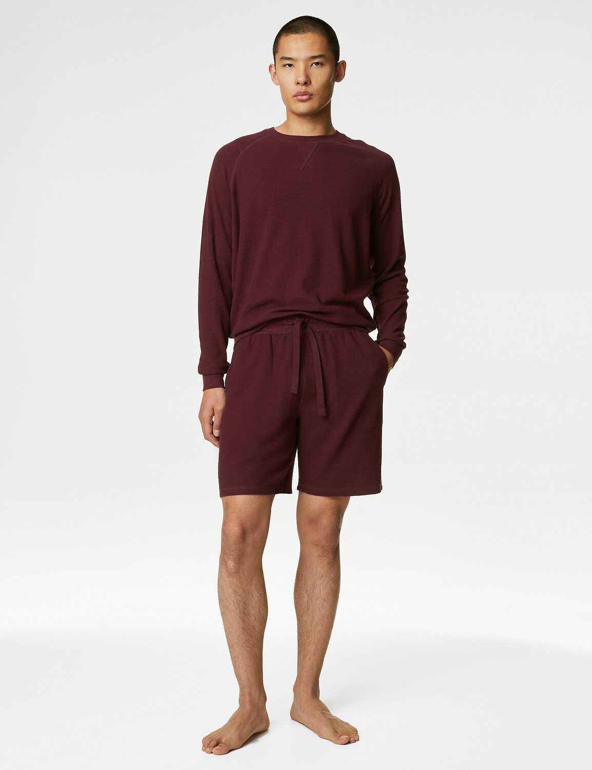 

Шорты для домашней одежды из чистого хлопка Marks & Spencer, бургундия