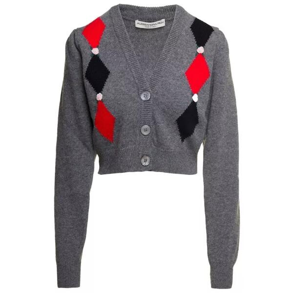 

Кардиган cardigan with 'diamond' motif and embroidered Alessandra Rich, серый
