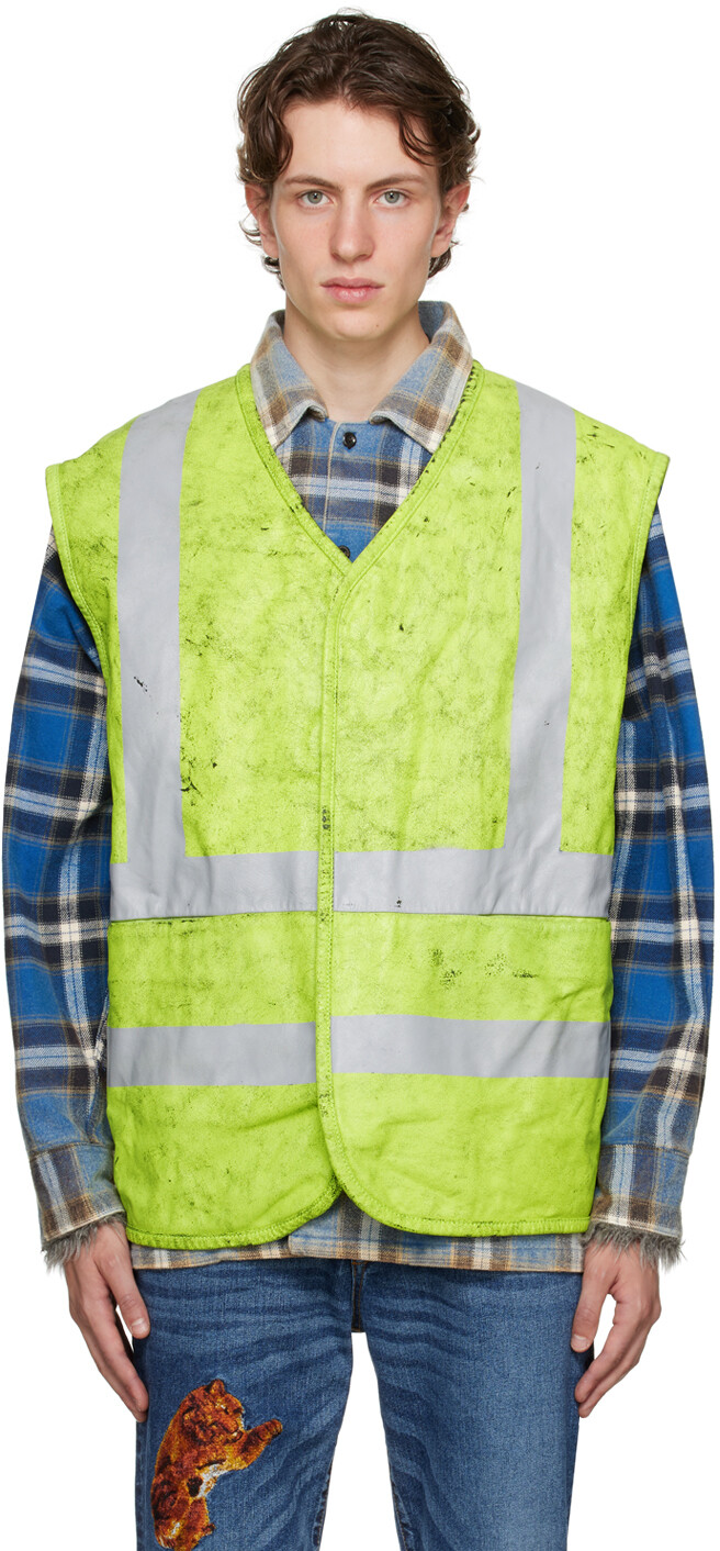 

Желтый щелкающий кожаный жилет Doublet