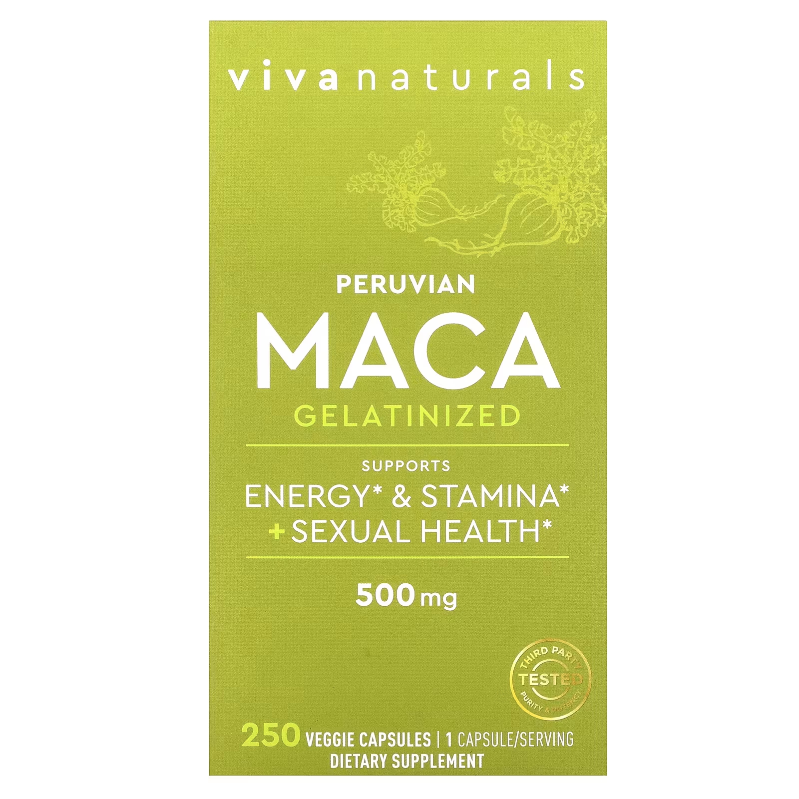 Мака перуанская Viva Naturals 500 мг, 250 капсул