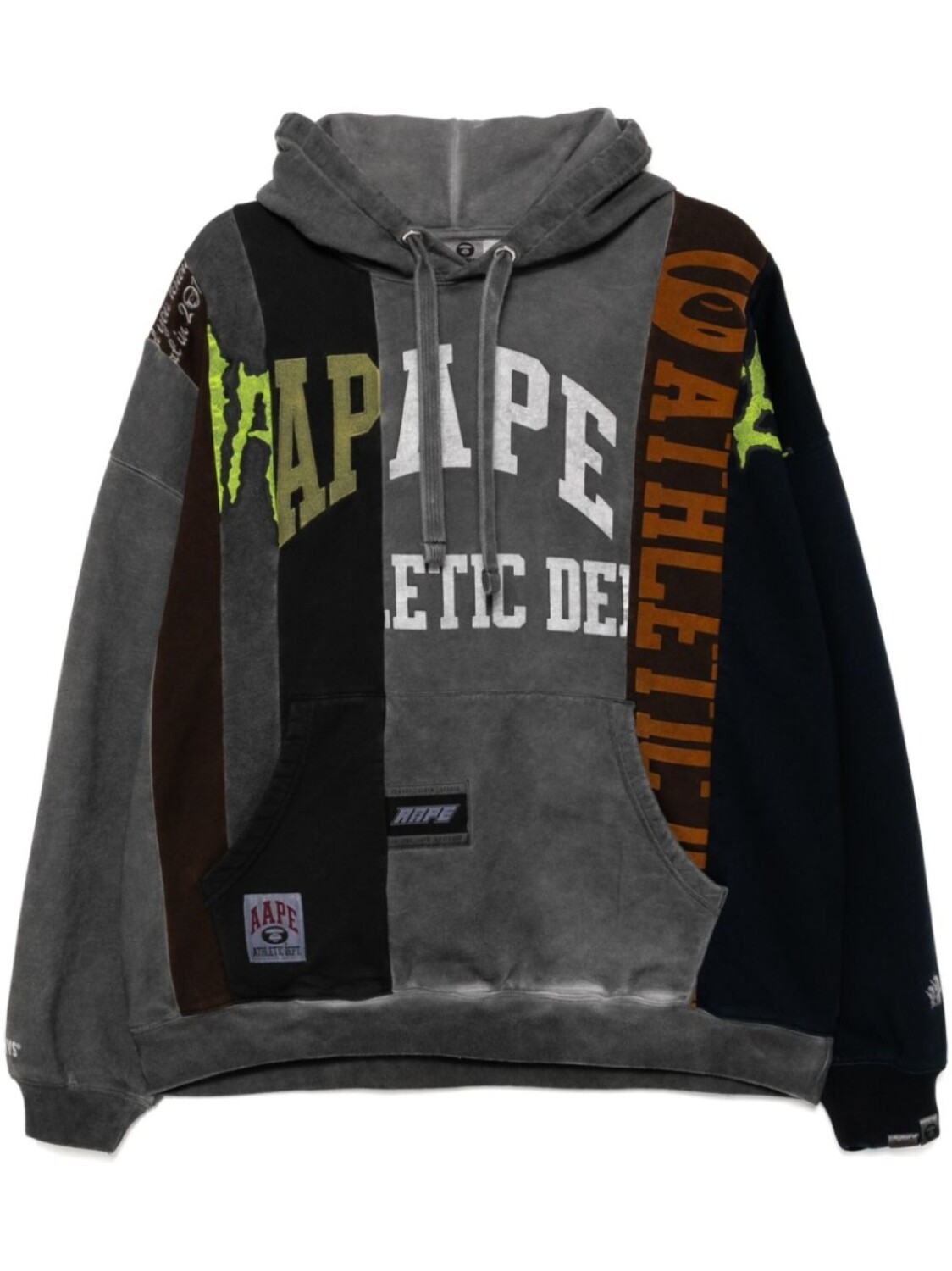 

Худи в технике пэчворк с логотипом AAPE BY *A BATHING APE, серый