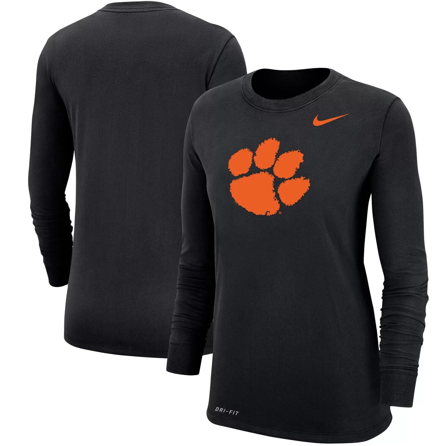 

Женская черная футболка с длинным рукавом и логотипом Nike Clemson Tigers Performance Nike