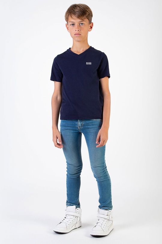 Детская футболка 164-176 см Boss, темно-синий детская футболка кот рыбак 164 синий