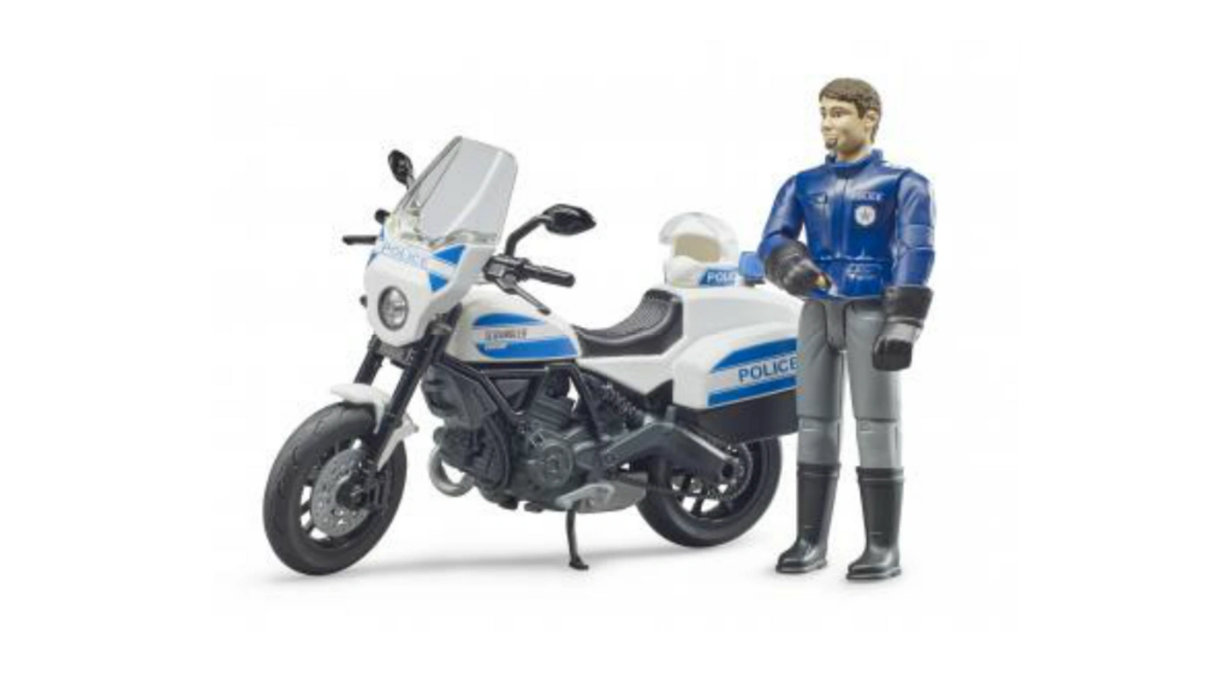 мотоцикл bruder scrambler ducati 62 731 1 16 14 см белый синий Bruder bworld Полицейский мотоцикл Scrambler Ducati