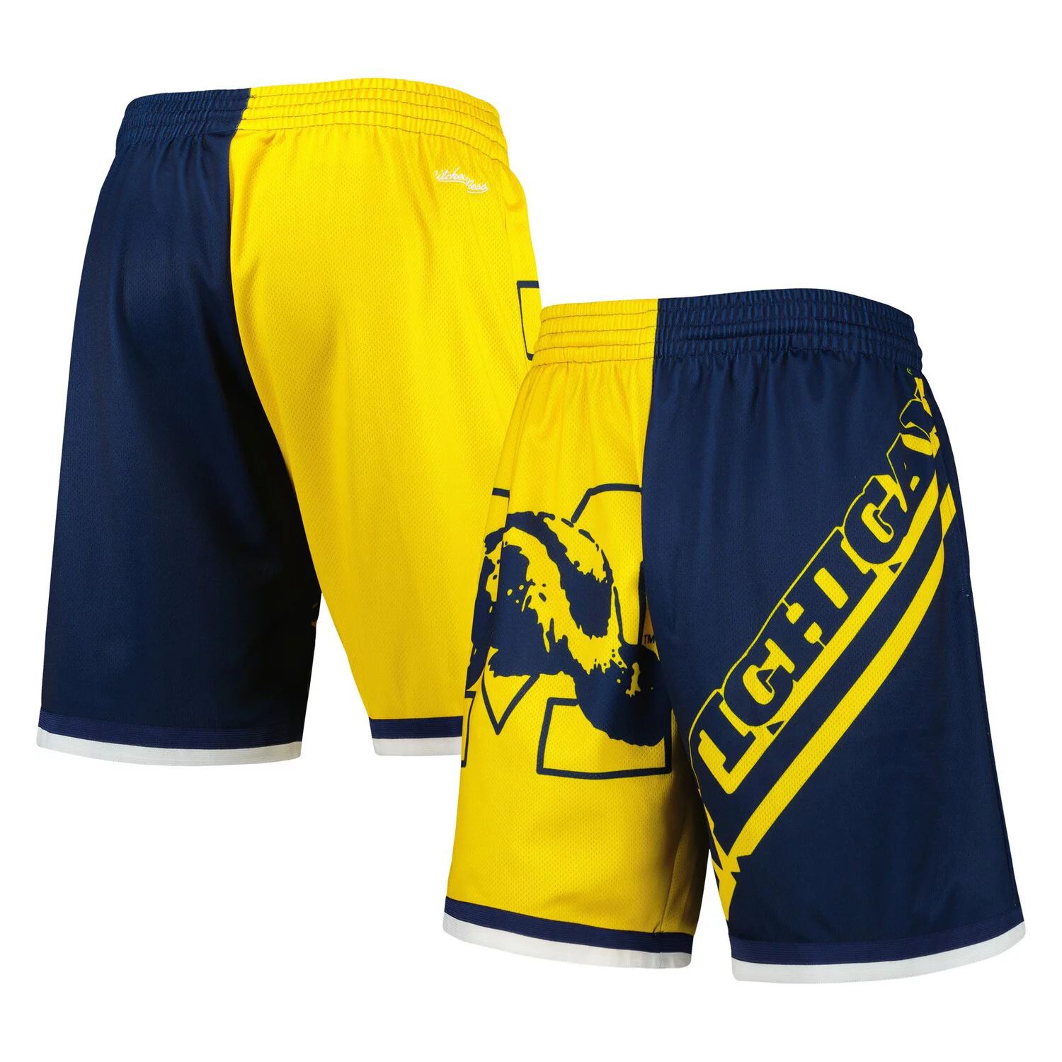 цена Мужские модные шорты Mitchell & Ness Maize/Navy Michigan Wolverines Big Face 5.0