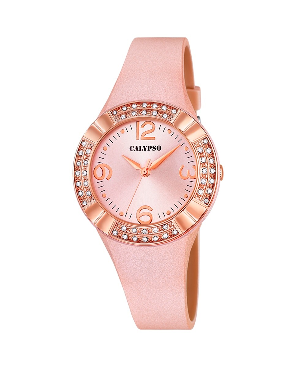 

K5659/2 Модные розовые женские часы из каучука Calypso, розовый